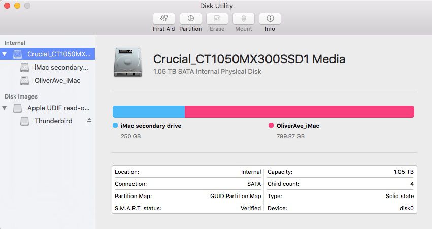 Screenshot z Disk Utility v El Capitanu