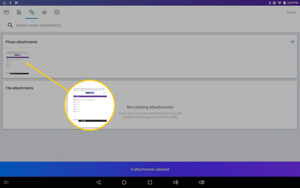 Tlačítko Foto přílohy v Yahoo Mail pro Android