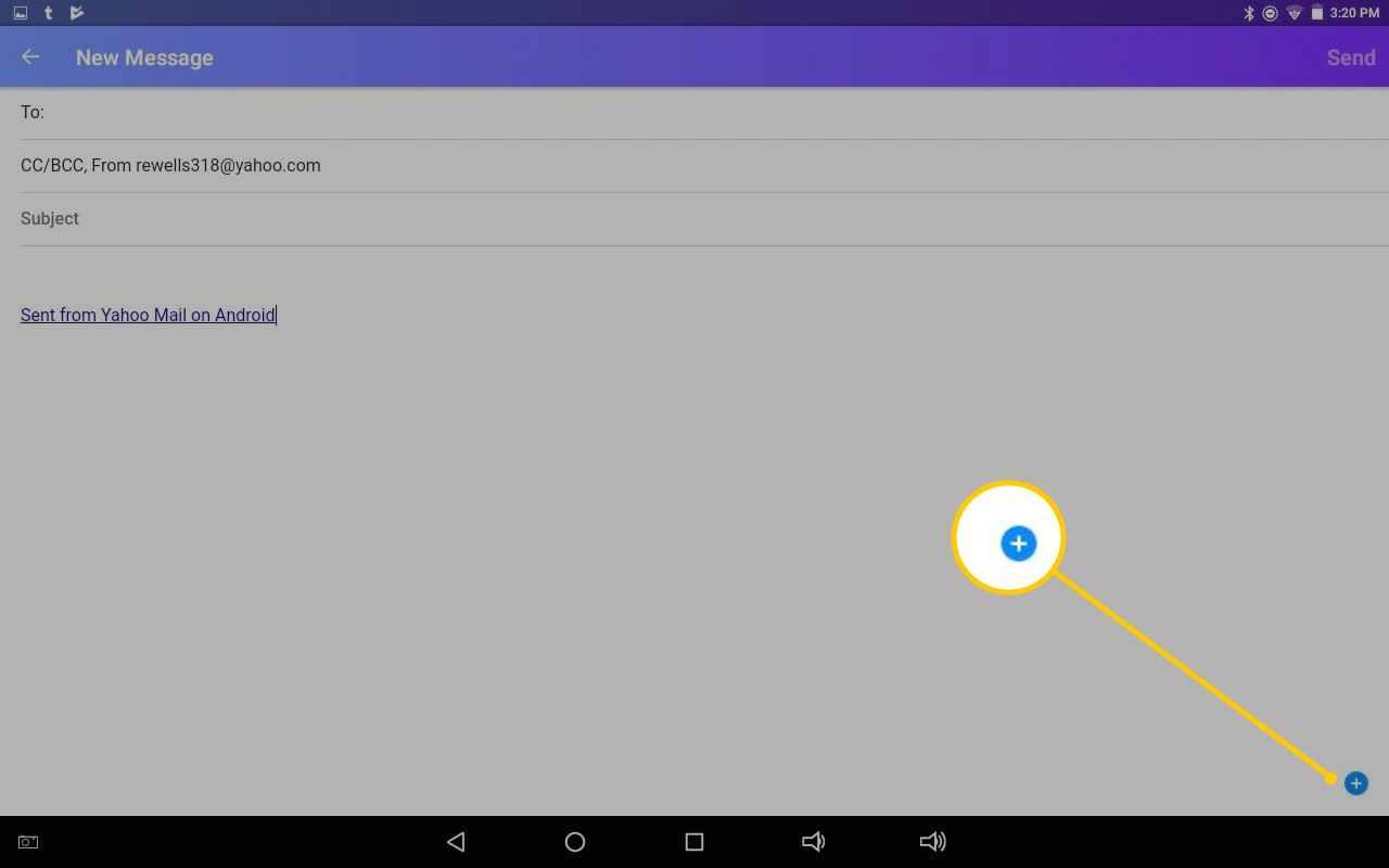 Tlačítko Plus v Yahoo Mail pro Android