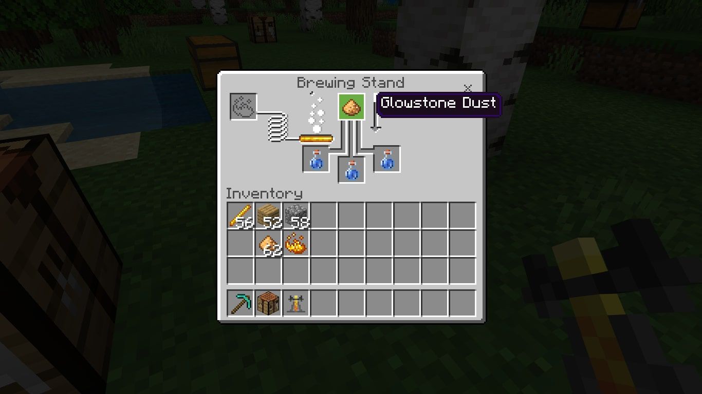Glowstone Dust v nabídce vaření Minecraftu
