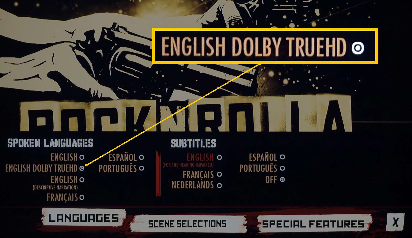 Výběr Dolby TrueHD na disku Blu-ray