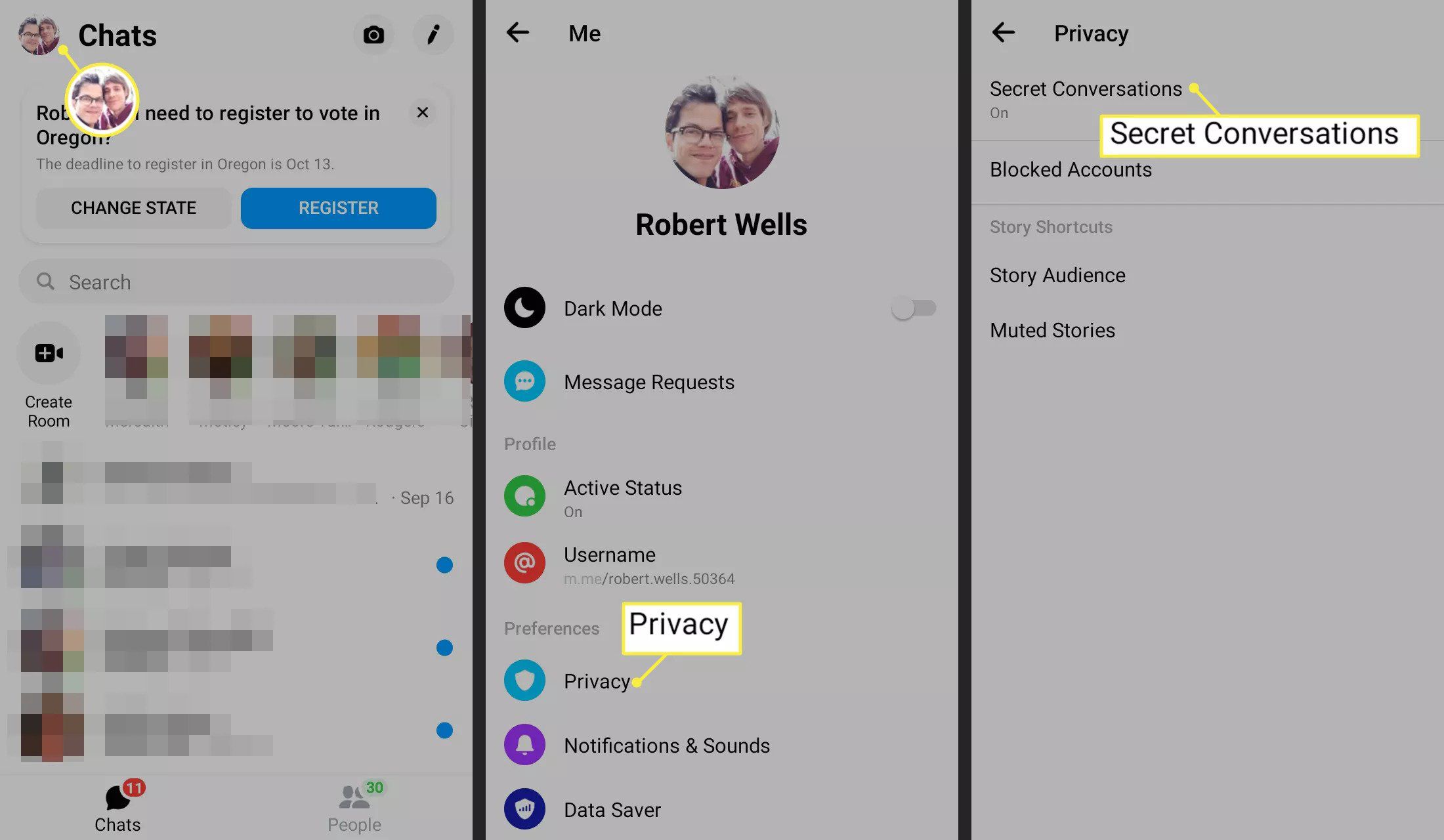 Jak získat přístup k tajným konverzacím služby Facebook Messenger
