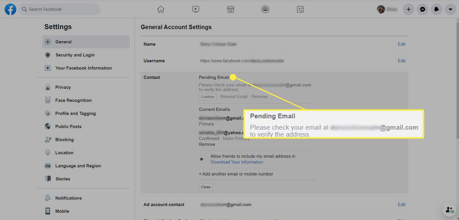 Facebook - zpráva s výzvou ke kontrole e-mailu a ověření adresy