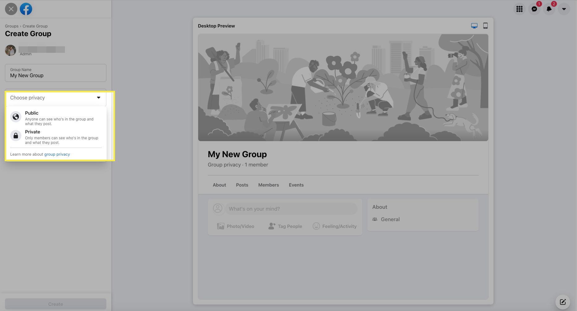 Vytváření skupin na Facebooku se zvýrazněným nastavením soukromí