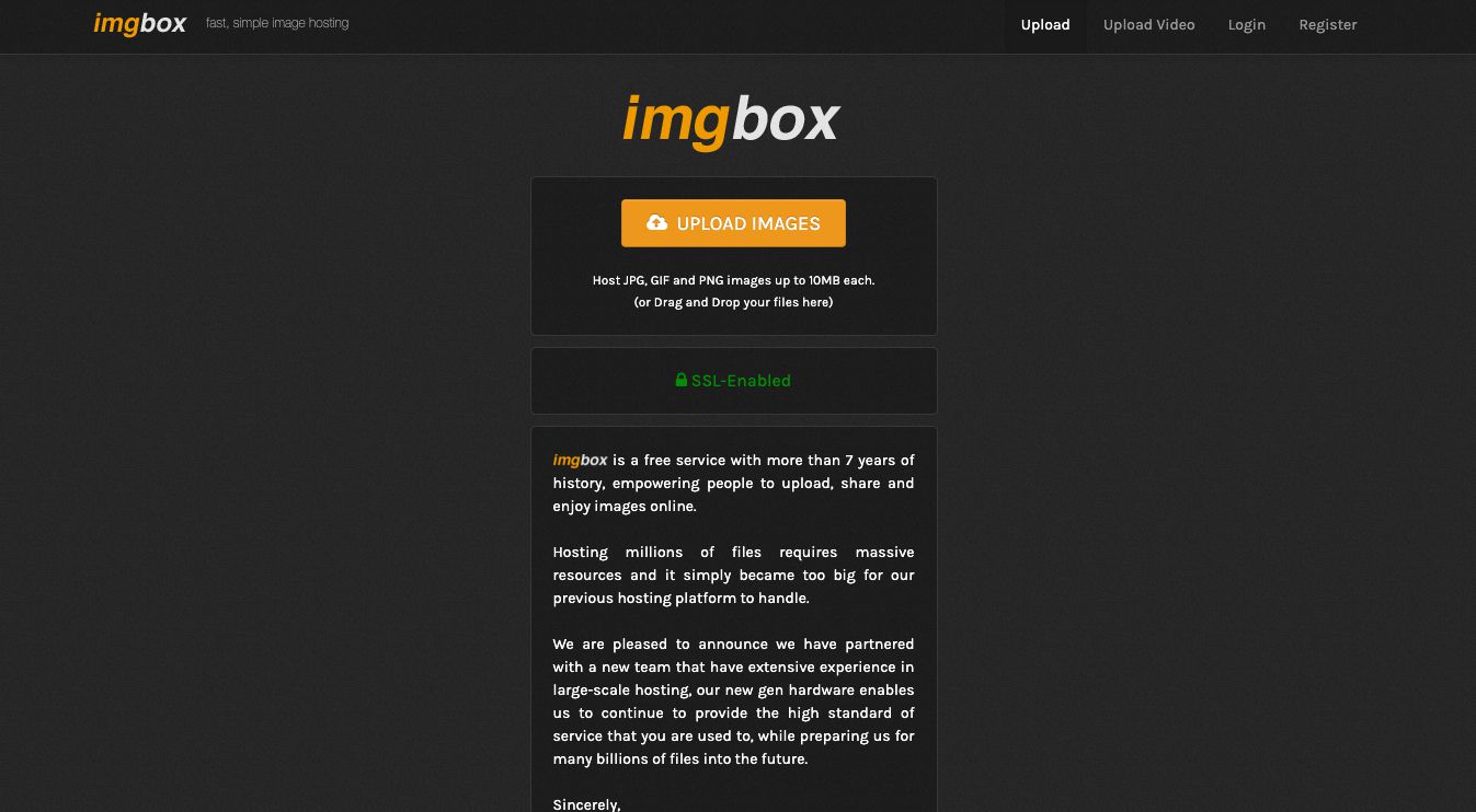imgbox web pro hostování fotografií zdarma