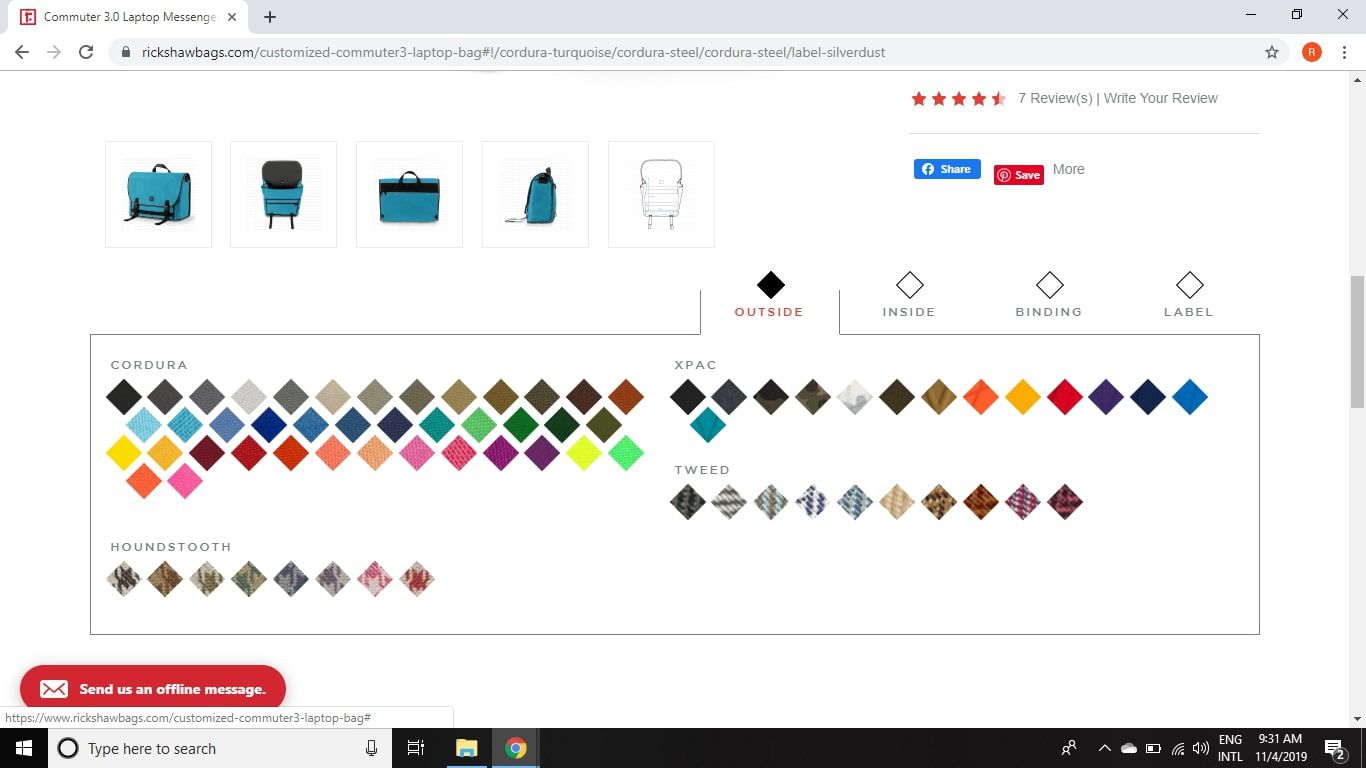 Zákazníci si mohou vybrat barvy a látky pro tašku Commuter 3.0 Laptop Messenger Bags od Rickshaw Bags