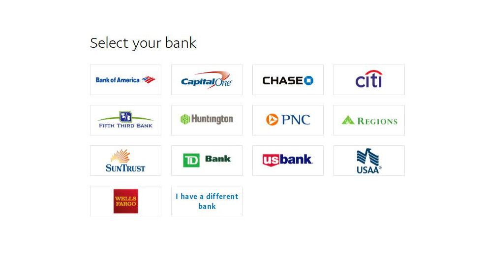 Seznam dostupných bank PayPal
