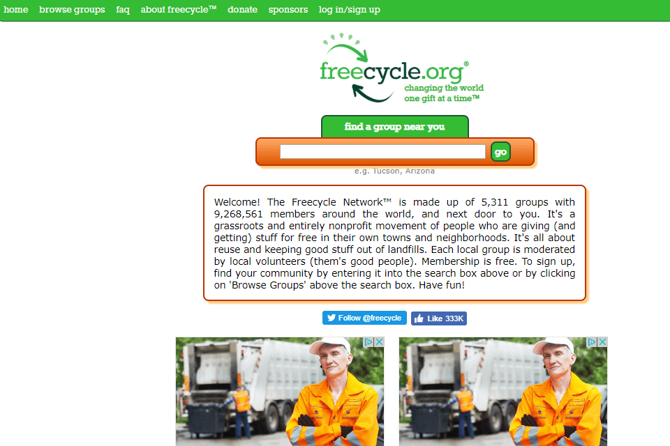 Domovská stránka Freecycle.org