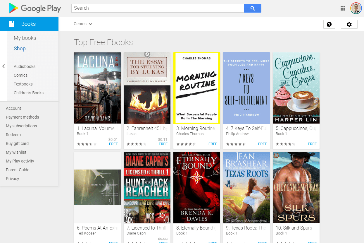 Zdarma e-knihy Google Play