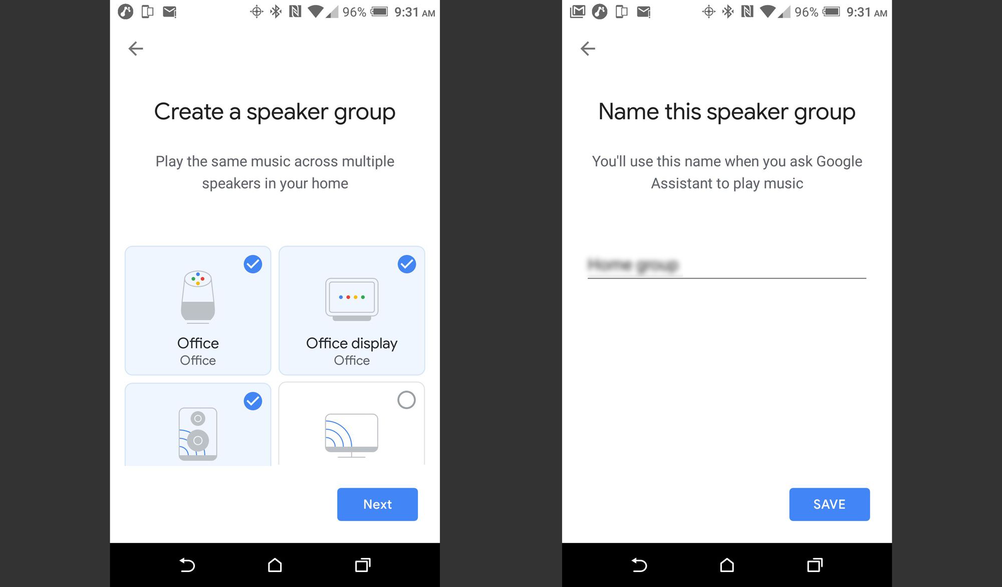 Domovská stránka Google - Vyberte reproduktory pro skupinu / skupinu jmen