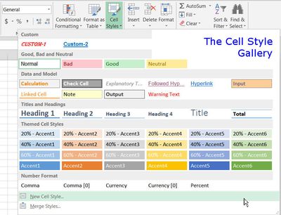 Galerie stylů buněk v aplikaci Excel