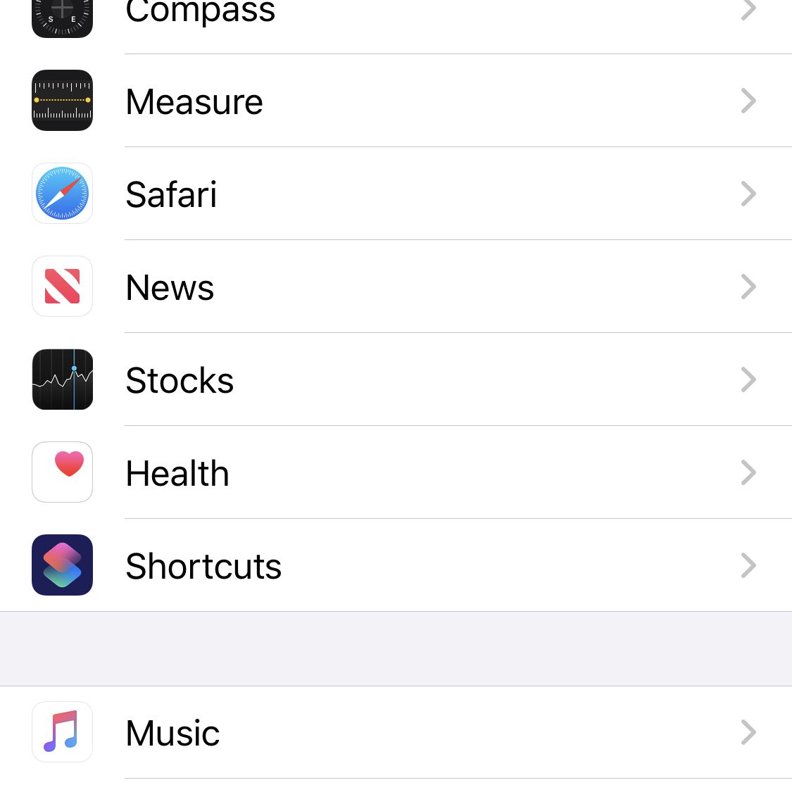 Screenshot aplikace Nastavení iOS