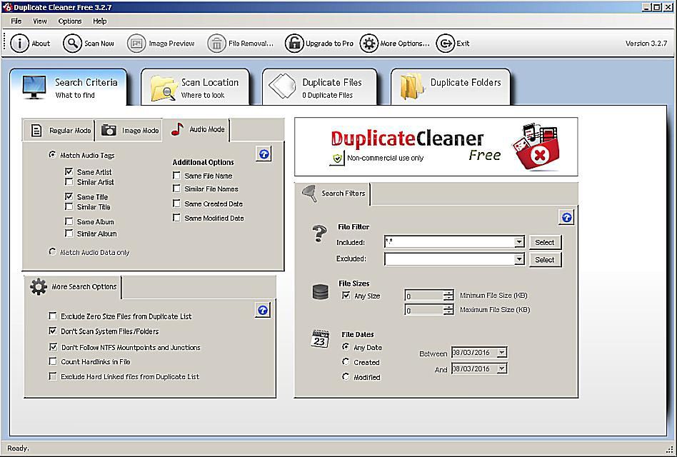 Používání zvukového režimu v Duplicate Cleaner Free