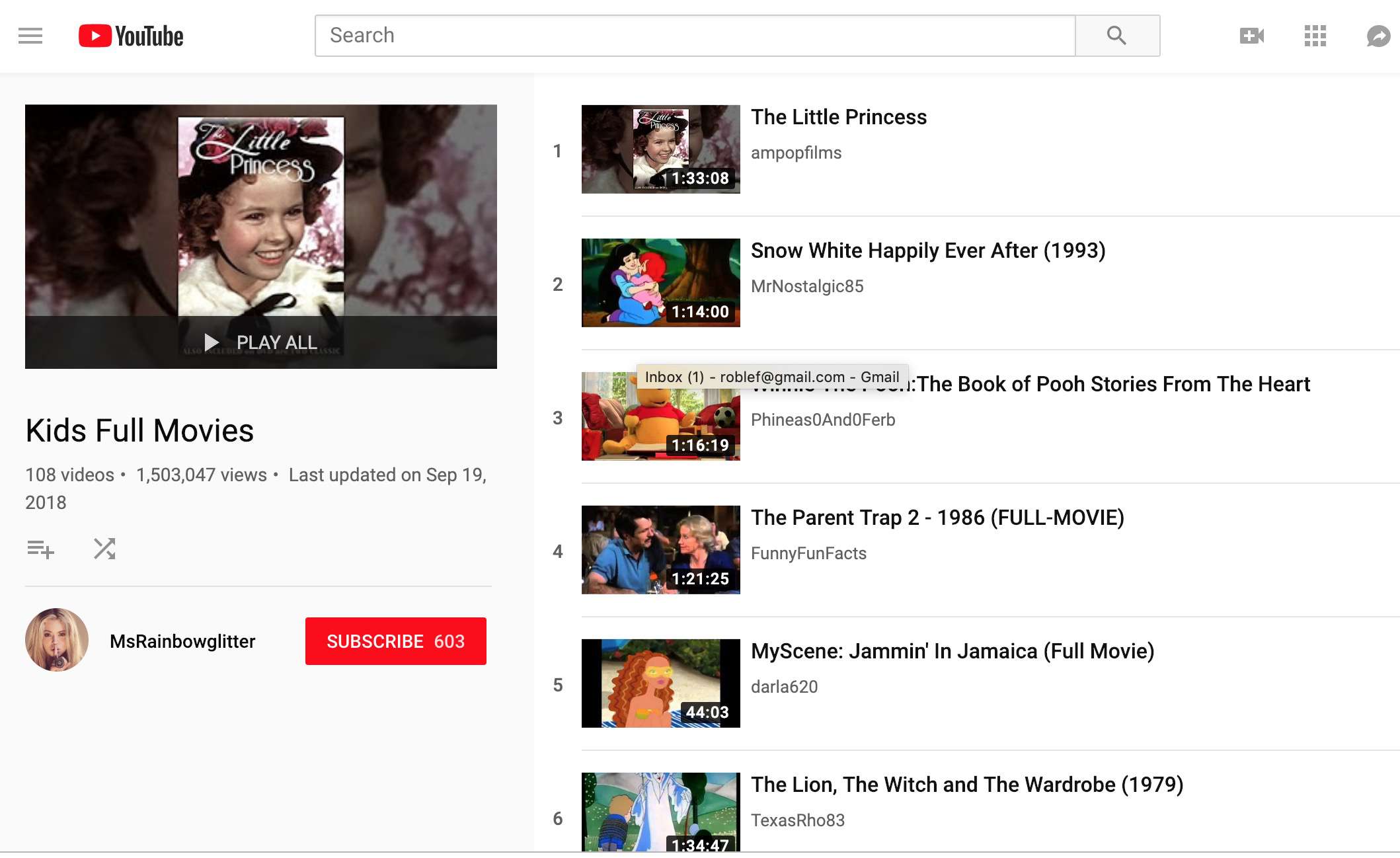 Seznam videí pro děti na YouTube