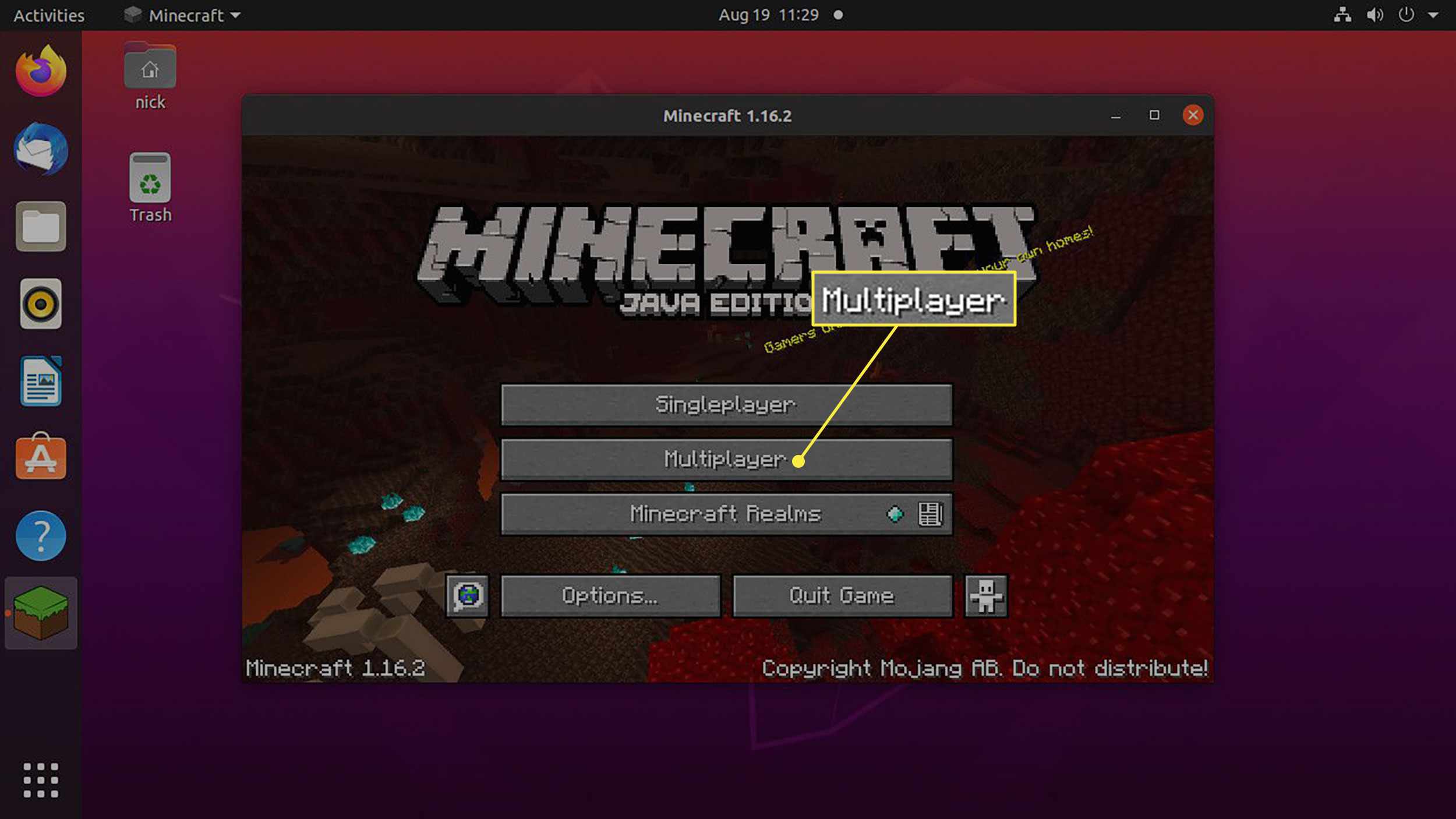 Tlačítko pro více hráčů v Minecraftu