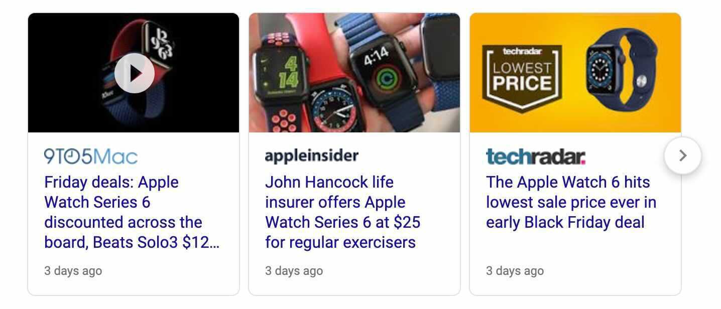 Tři reklamy zobrazující Apple Watch Series 6 se slevami