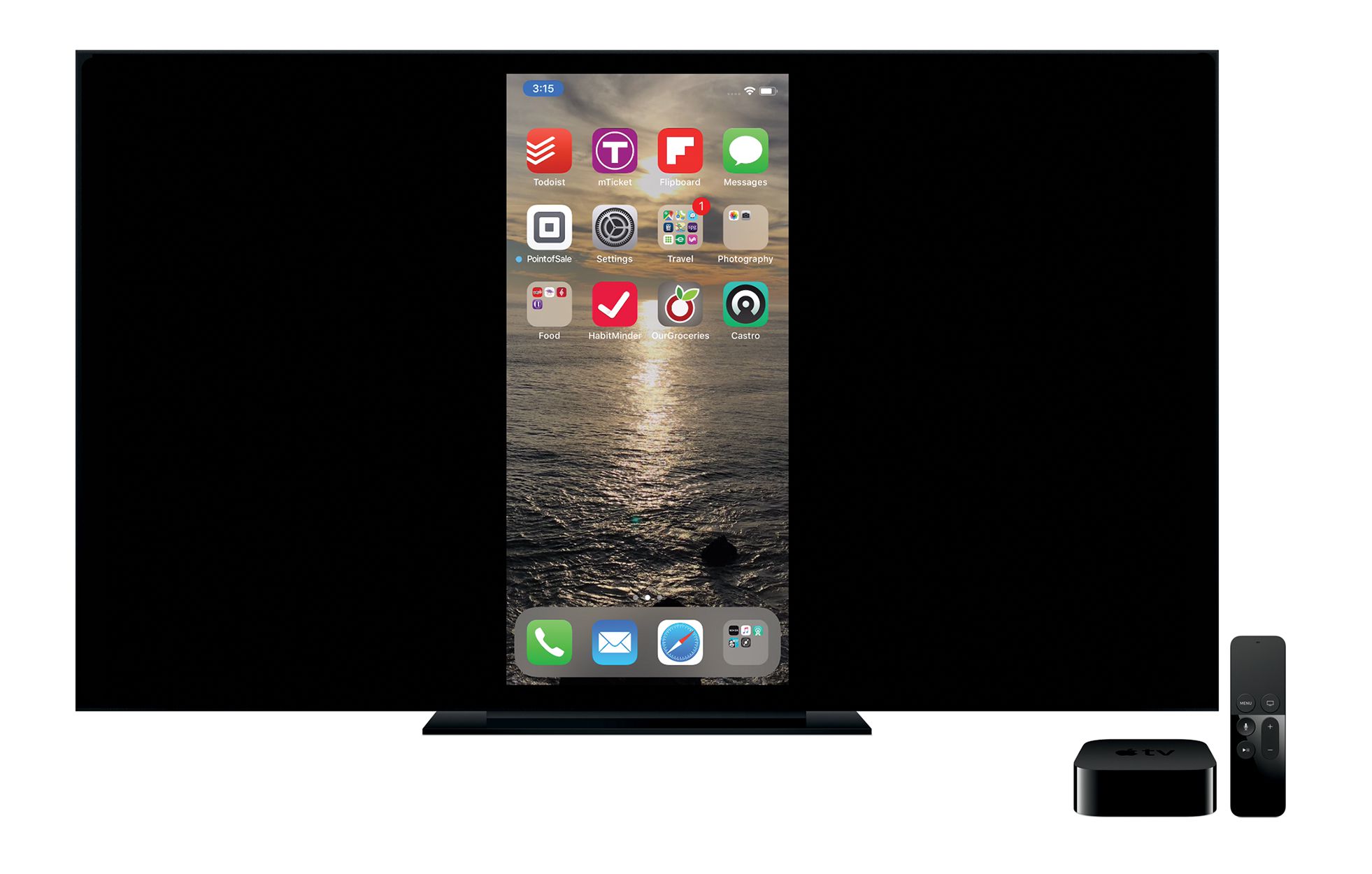 Obrazovka iPhone se zobrazuje na HDTV pomocí funkce AirPlay Mirroring
