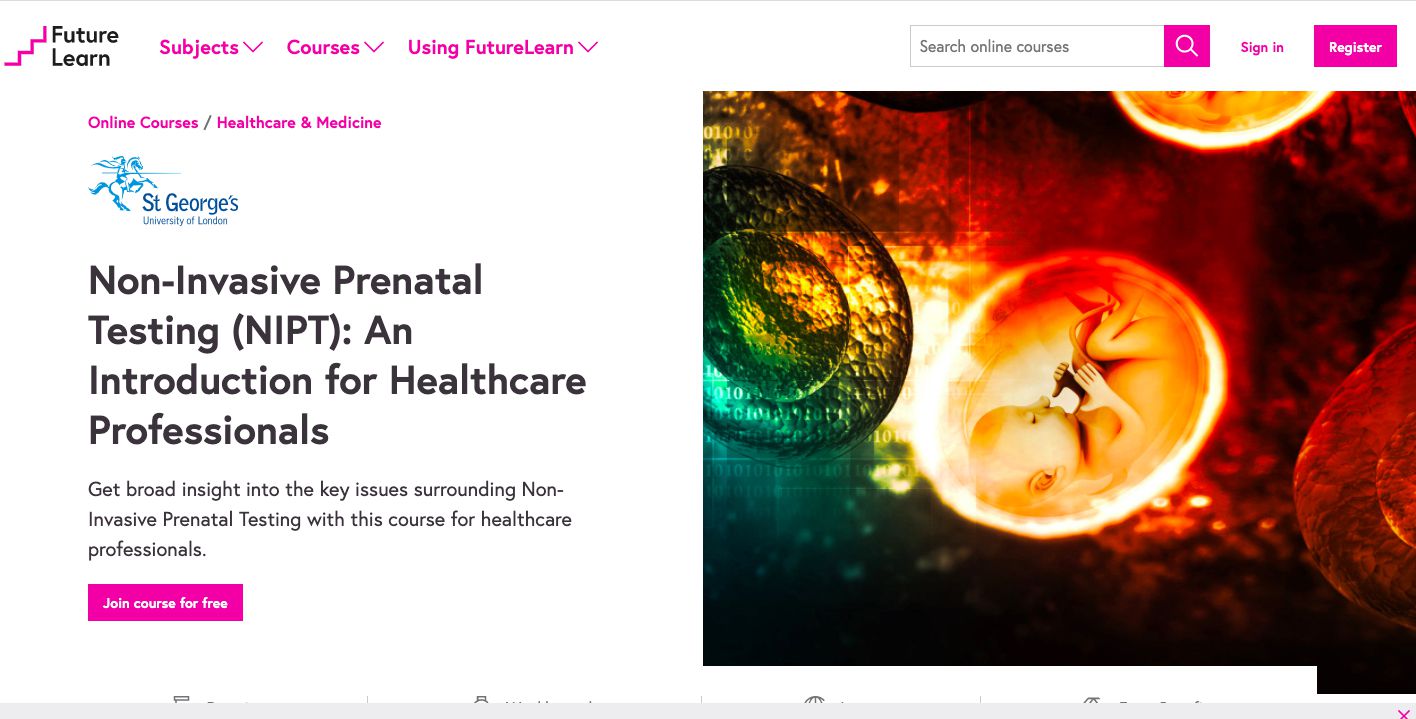 Seznam kurzů FutureLearn na téma „Neinvazivní prenatální testování“