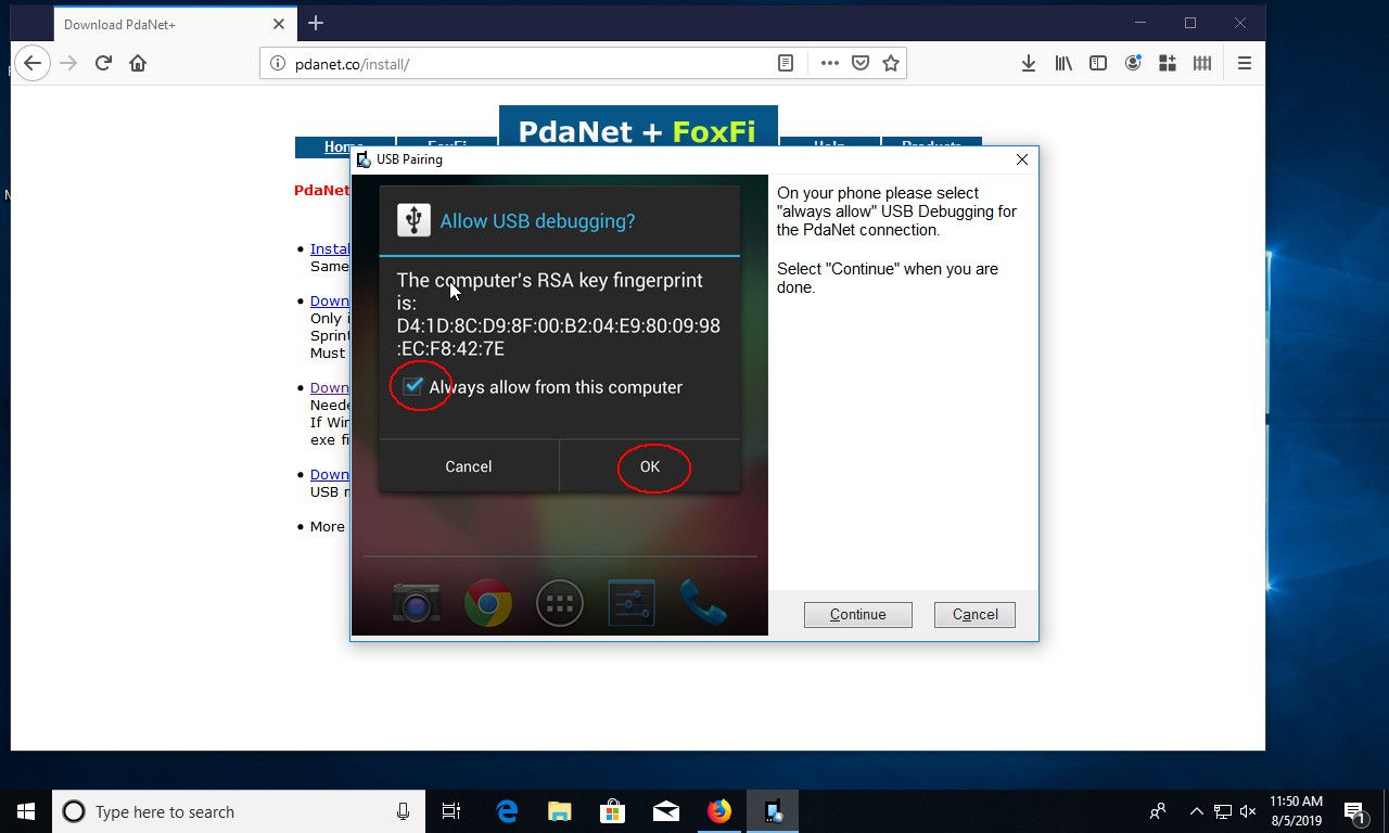 Windows 10 PdaNet + umožňují ladění