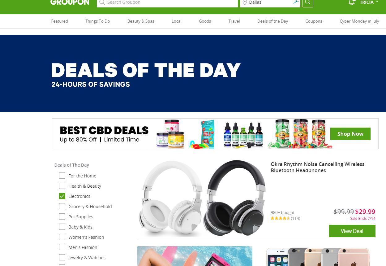 Screenshot z Groupon Deals dne