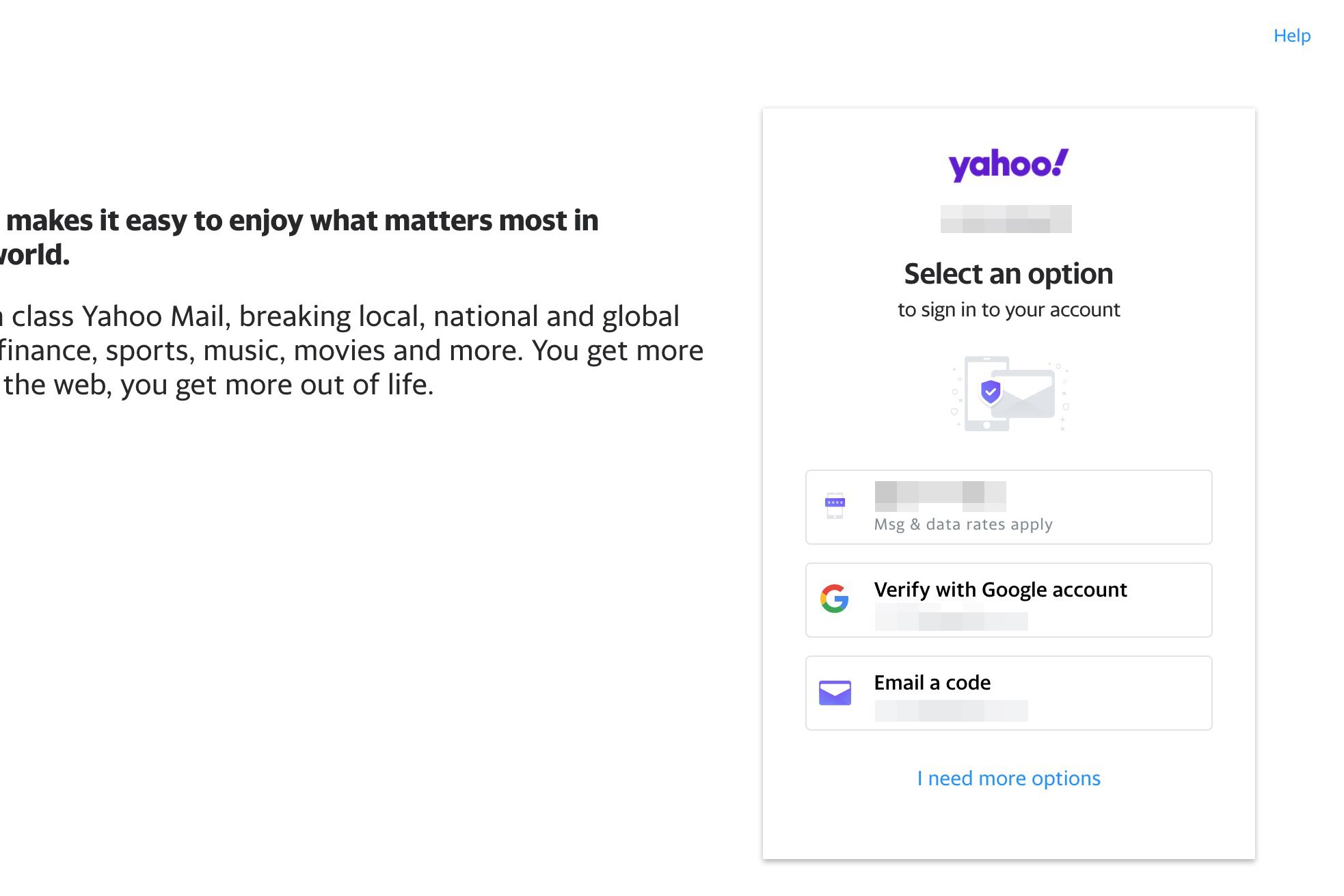 Ověření resetování hesla Yahoo Mail