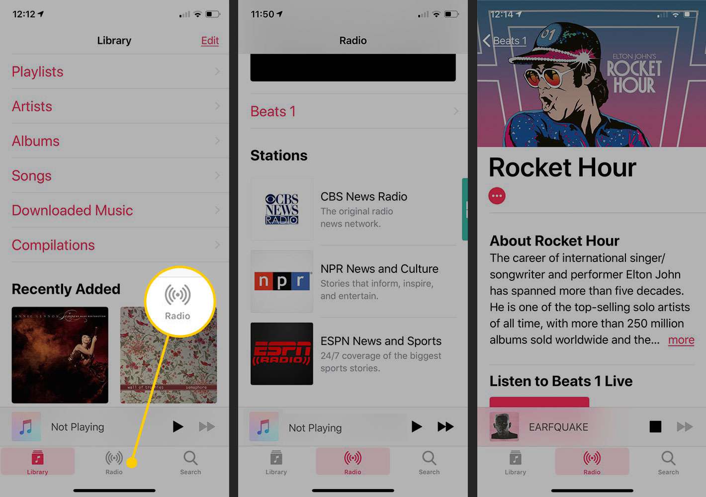 Možnost rádia v Apple Music na iPhone