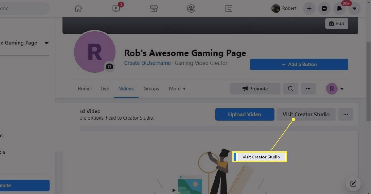 Nahrajte videa a navštivte stránku Creator Studio na stránce Facebook Gaming