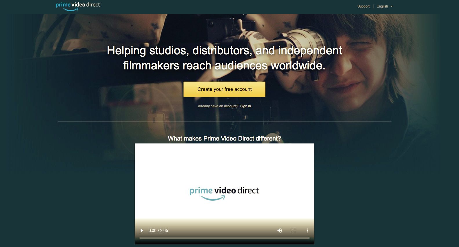 Domovská stránka Prime Video Direct