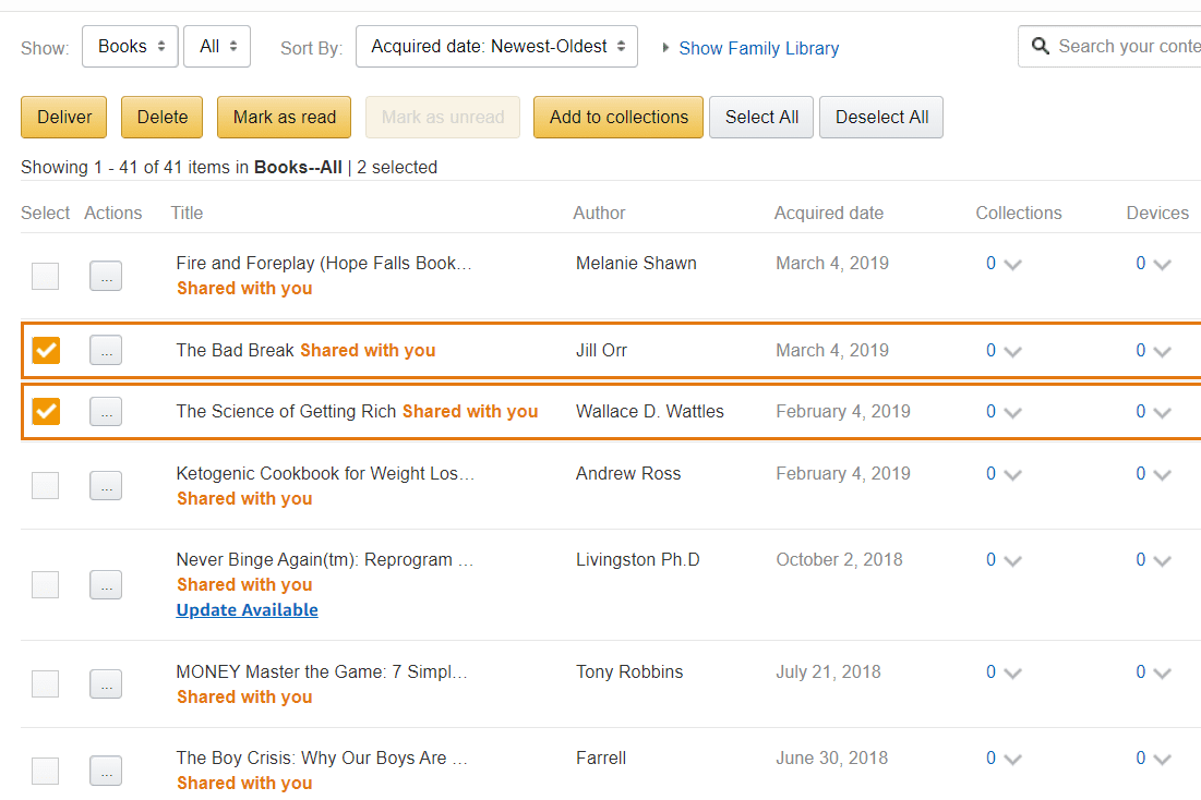 Sdílené elektronické knihy na Amazonu