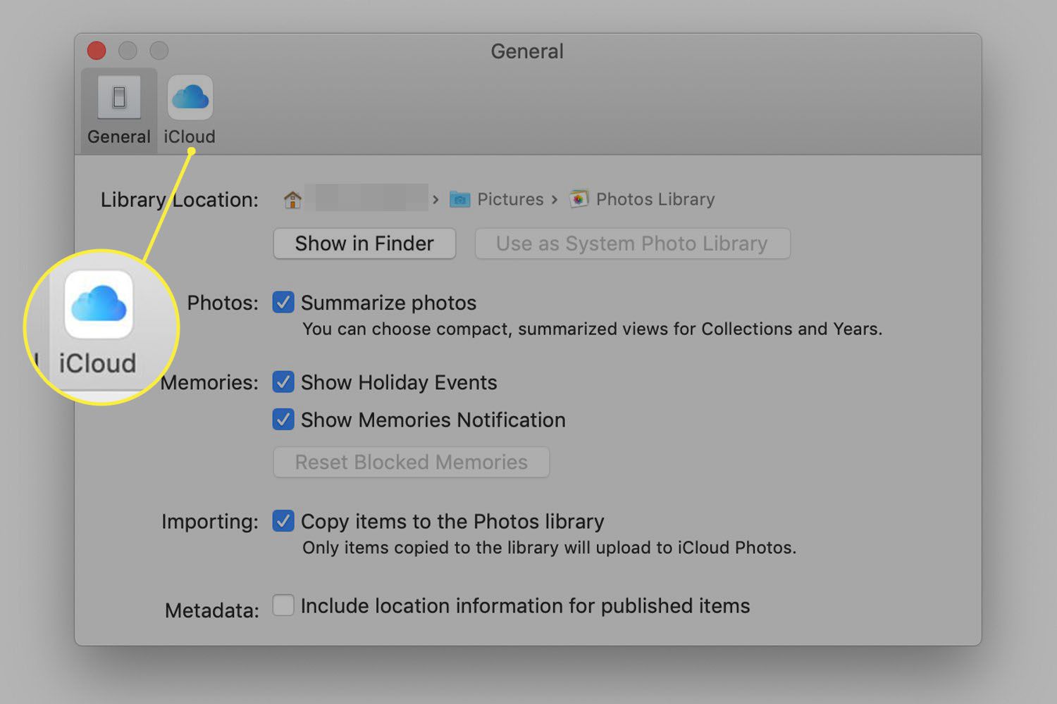 Obecné předvolby aplikace Fotky na počítači Mac