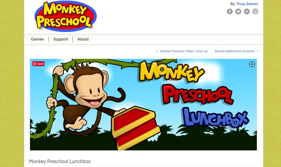 Web Monkey Preschool Lunchbox.