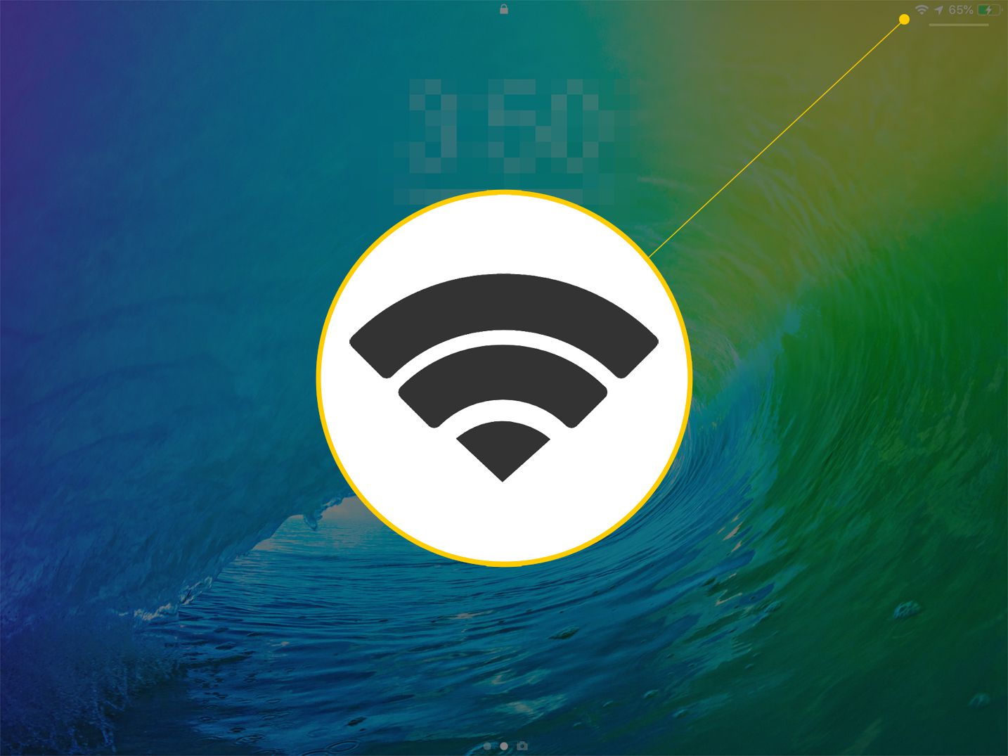 Symbol Wi-Fi na iPadu, zvětšený