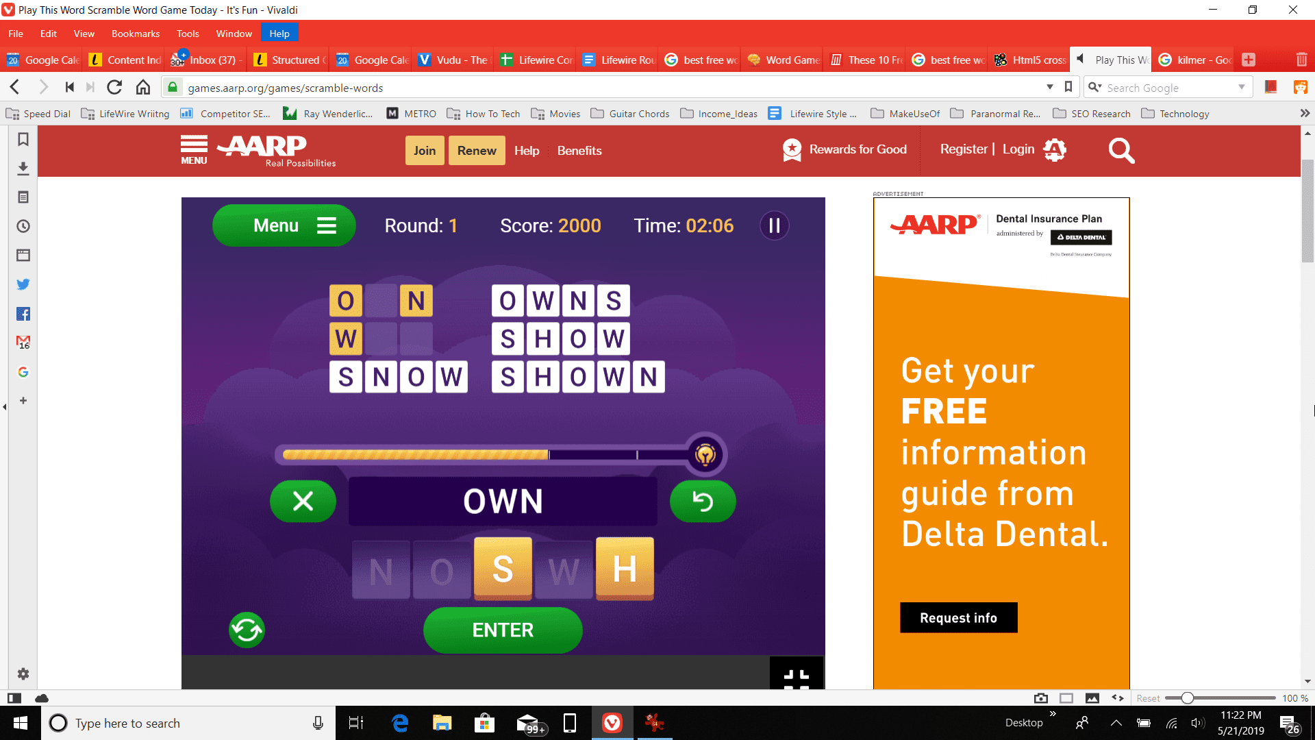 Snímek obrazovky hry Word Scramble