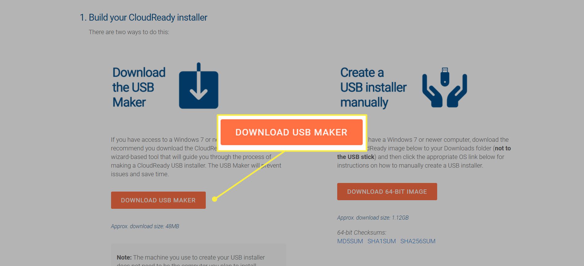 Web Neverware se zvýrazněným tlačítkem „Stáhnout USB Maker“
