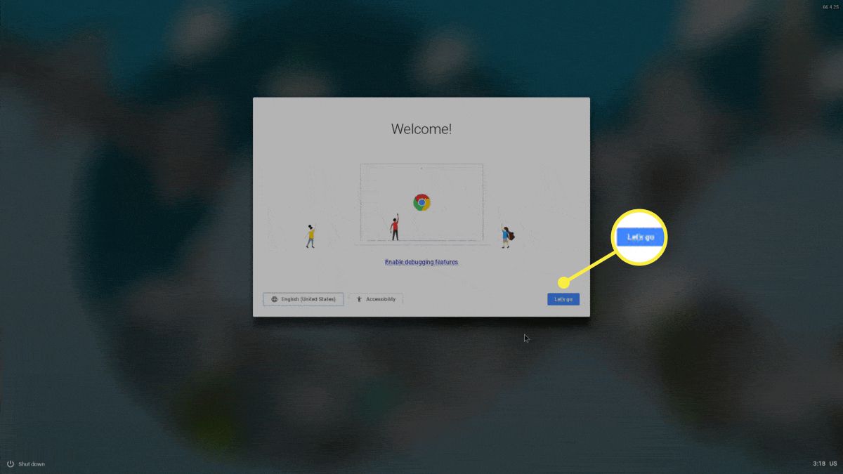 Uvítací obrazovka v aplikaci CloudReady