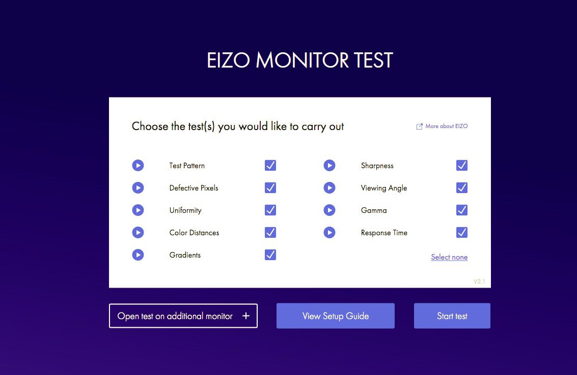Eizo online testovací nástroj monitoru