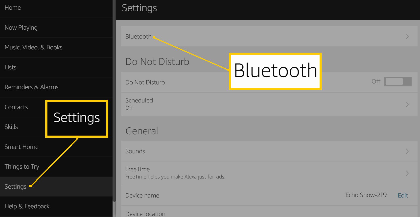 Nastavení Alexa - vyberte Bluetooth