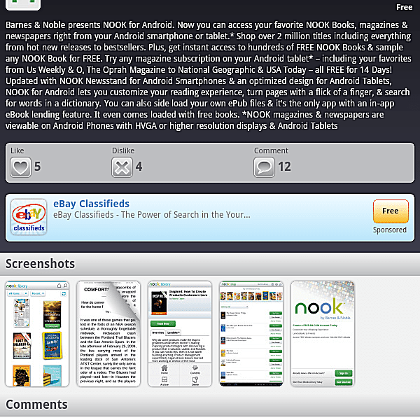 Snímek obrazovky instalace aplikace GetJar na Kindle Fire