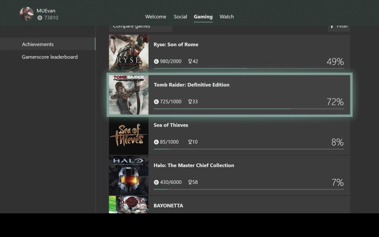Informace o úspěchu na Xbox One.
