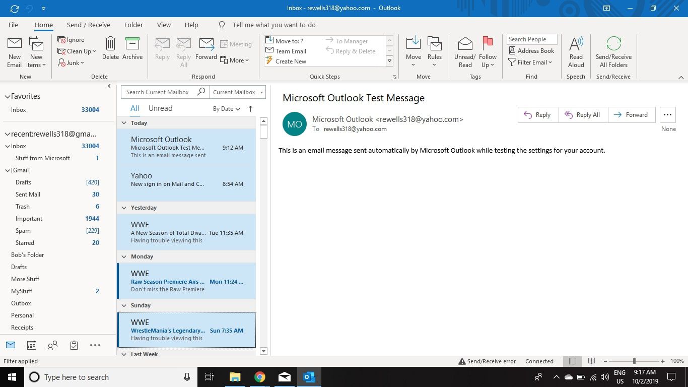 Vyberte všechny zprávy, které chcete zkopírovat do Gmailu v aplikaci Outlook.
