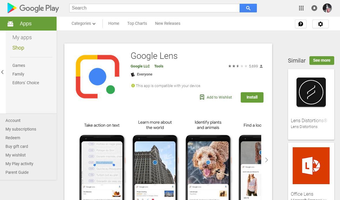 aplikace Google lens