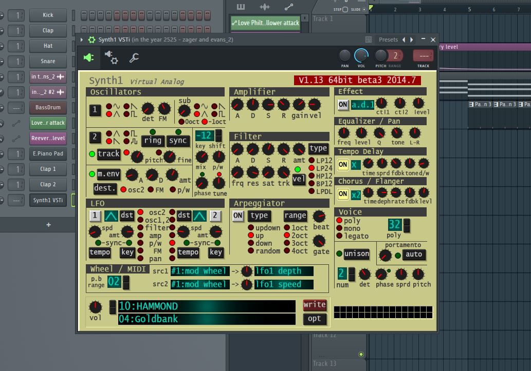 Plugin Synth1 VSTi.