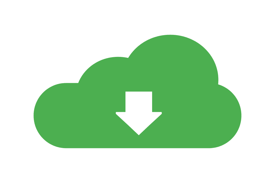 Zelený obrázek ke stažení se šipkou a cloudem