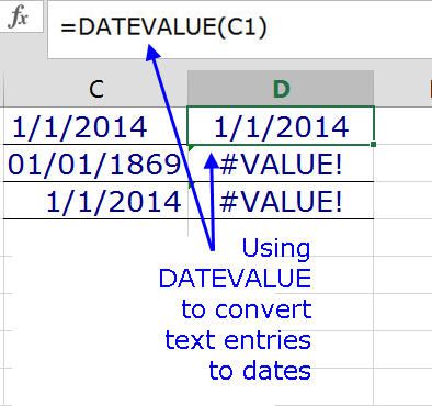 Screenshot funkce aplikace Excel DATEVALUE