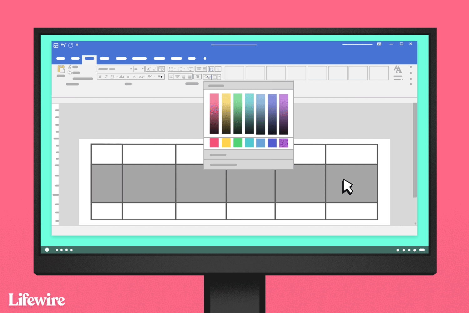 Animovaná ilustrace změny barev buněk aplikace Excel