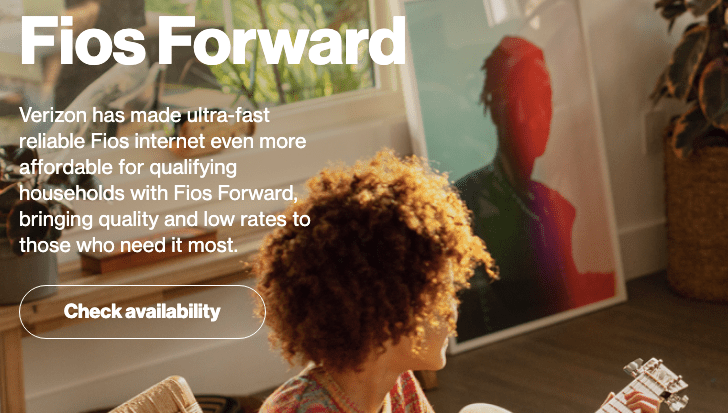 Promizní obrázek Verizon Fios Forward a zkontrolujte výzvu k dostupnosti