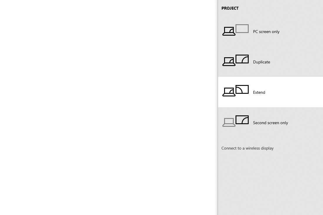 rozšířit možnost projekce obrazovky ve Windows 10