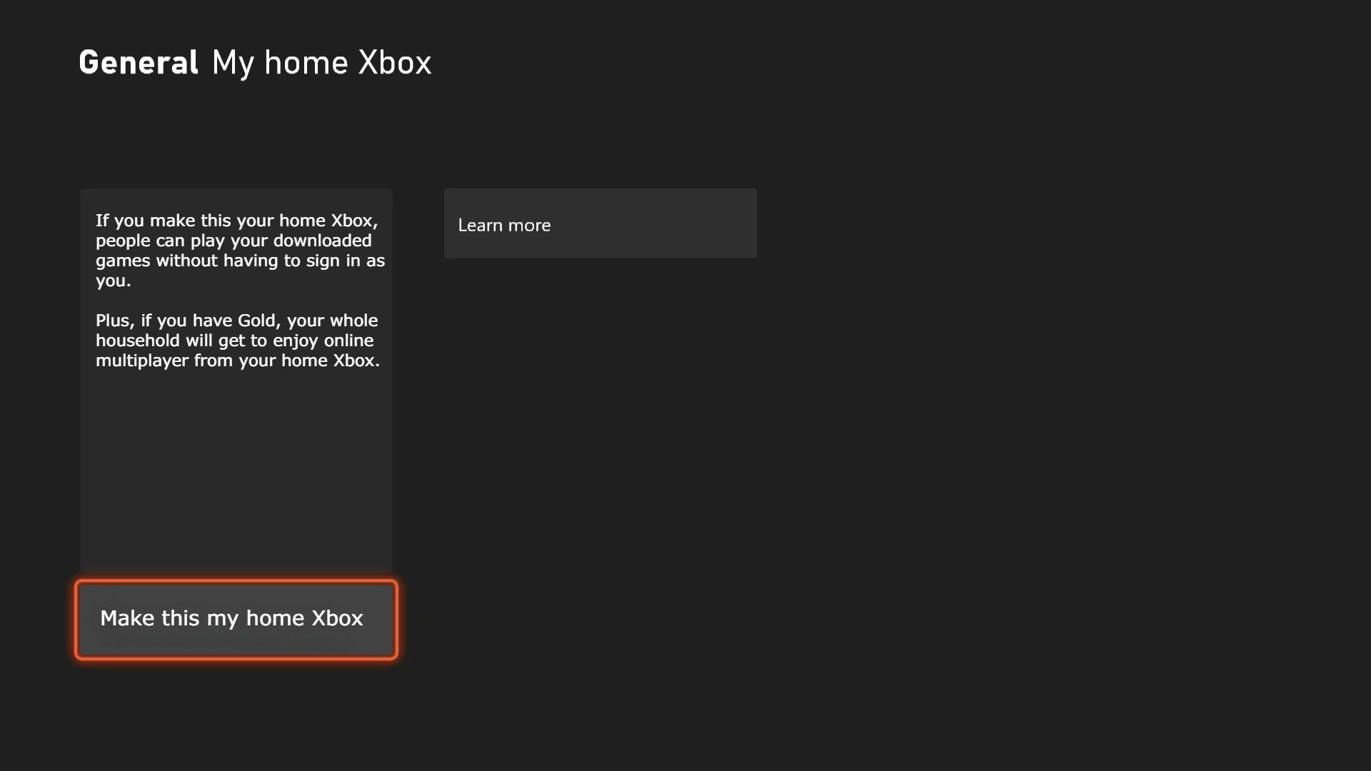 Snímek obrazovky mé domácí nabídky Xbox na Xbox Series X | S.