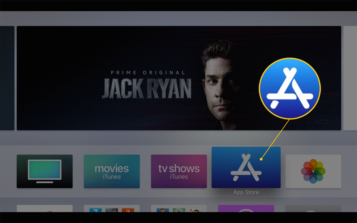Ikona App Store na obrazovce Apple TV