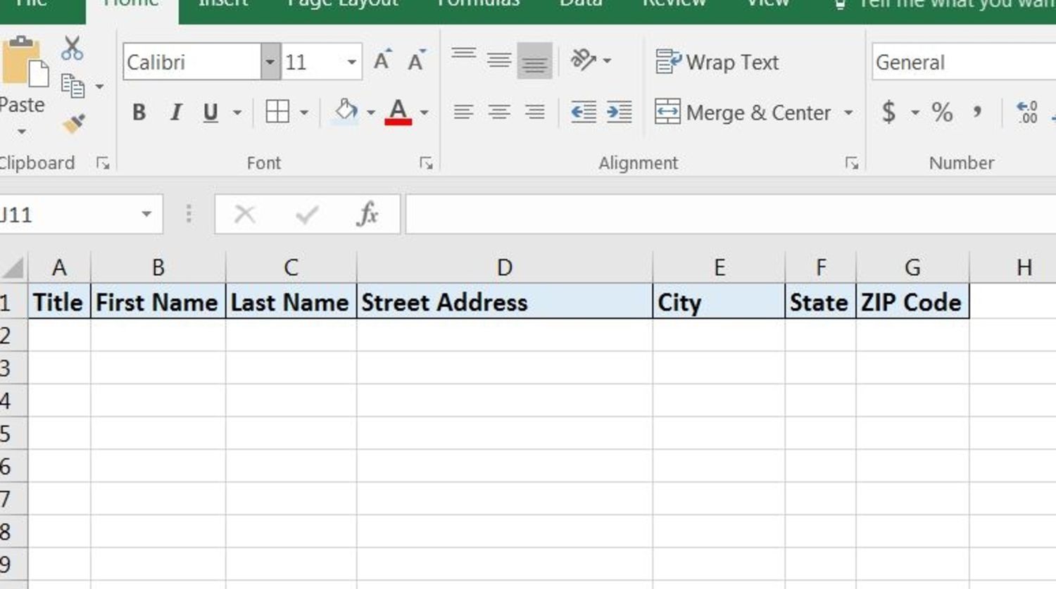 Připravte sešit Excel - nadpisy